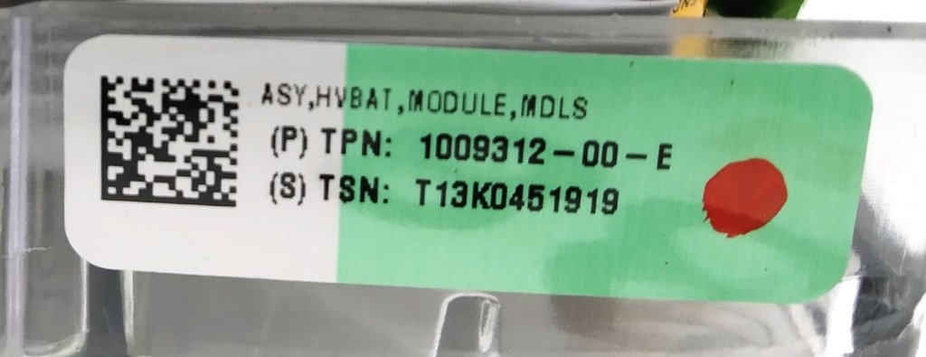 Module de batterie principal (modèle S 85 kWh) S3 5,2 kWh 232 Ah 24 V (nominal) type 
